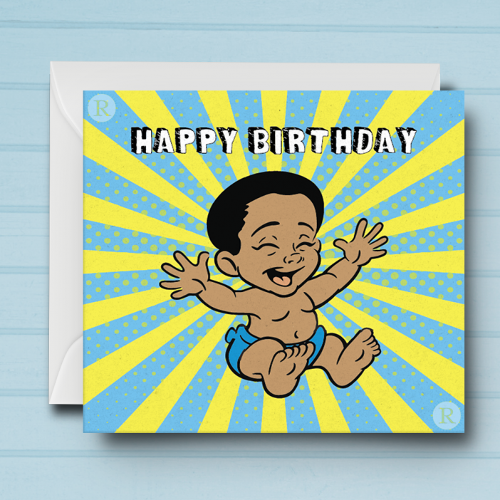 Black Boy Birthday Card J